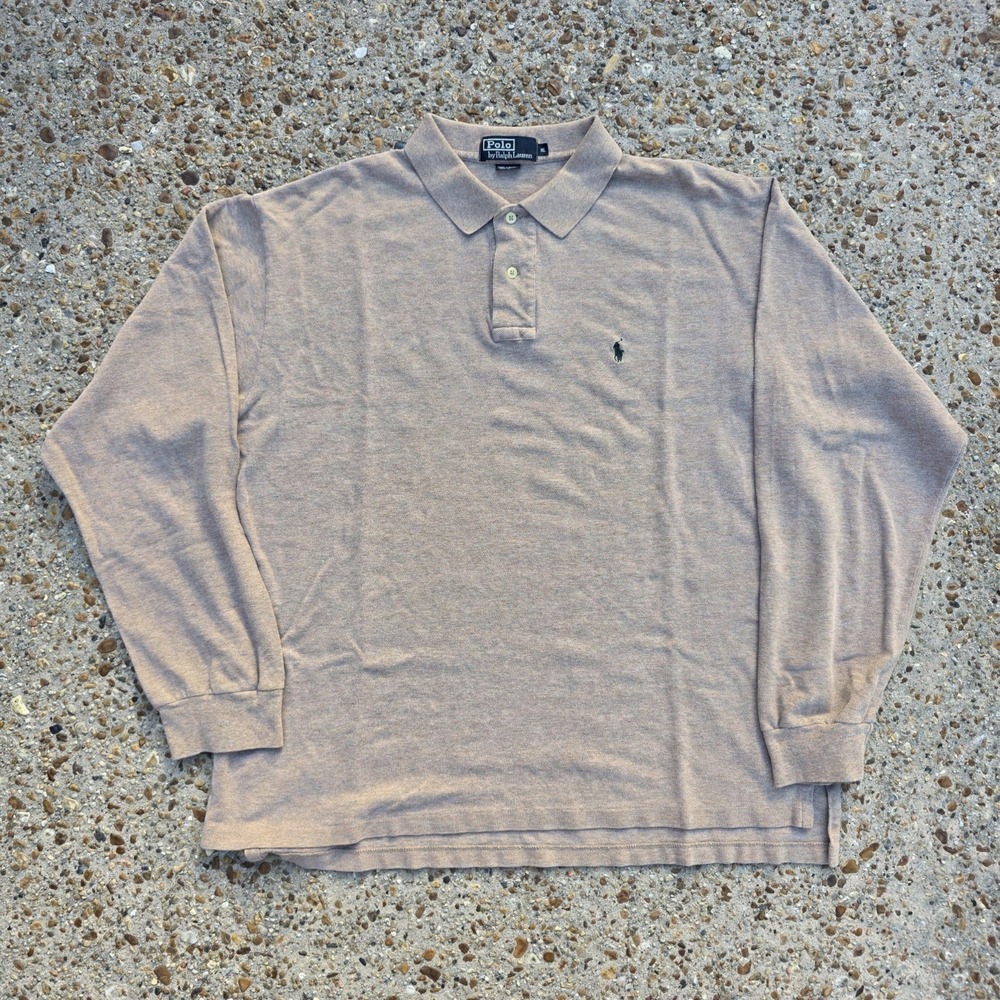 Polo Ralph Lauren Polo Shirt Mens‎ XL Long Sleeve Beige Tan Collared Neutral - Picture 6 of 8